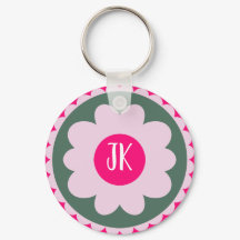 Gepersonaliseerde Roze Bloemensleutelhanger | One 