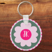 Gepersonaliseerde Roze Bloemensleutelhanger | One Sleutelhanger (Voorkant)