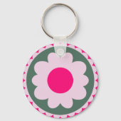 Gepersonaliseerde Roze Bloemensleutelhanger | One Sleutelhanger (Achterkant)
