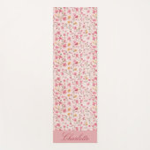 Gepersonaliseerde roze bloemenyoga mat (Voorkant)