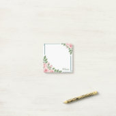 Gepersonaliseerde Roze Bloemige Aquarel Post-Its Post-it® Notes (Op bureau)