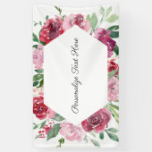 Gepersonaliseerde roze bloemige banner (Verticaal)