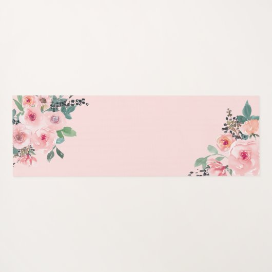 Gepersonaliseerde roze bloemige Rozen Yogamat (Achterkant (horizontaal))