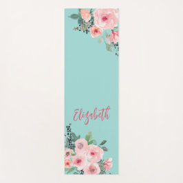 Gepersonaliseerde roze bloemige Rozen Yogamat
