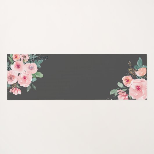 Gepersonaliseerde roze bloemige Rozen Yogamat (Achterkant (horizontaal))