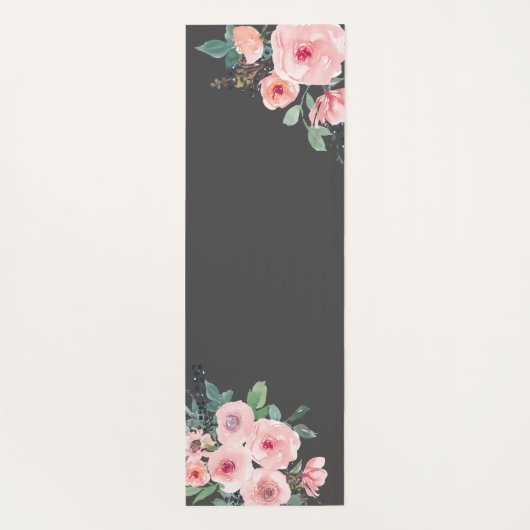 Gepersonaliseerde roze bloemige Rozen Yogamat (Achterkant)