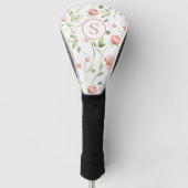 Gepersonaliseerde roze bloemige Waterverf Golfheadcover (Voorkant)