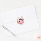 Gepersonaliseerde roze bloemkrans moederdag ronde sticker (Envelop)