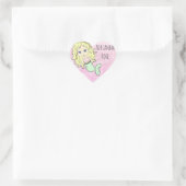 Gepersonaliseerde roze blonde zeemeermin Stickers (Tas)
