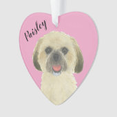 Gepersonaliseerde Roze Blondine Tan Gouden Shih Tz Ornament (voorkant)