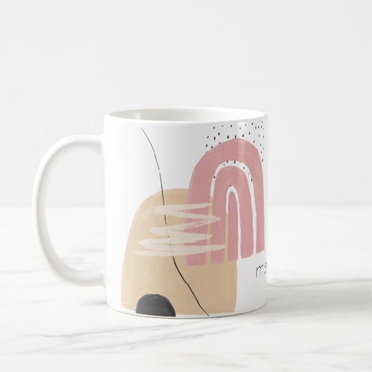 Gepersonaliseerde Roze Blush Abstracte Vormen Mok (Links)