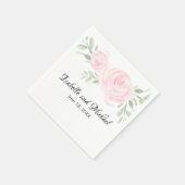 Gepersonaliseerde Roze Blush Waterverf Rozen Bruil Servetten (Hoek)