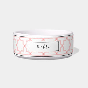 Gepersonaliseerde Roze Blush & Witte Sterrenpatroo Voerbakje