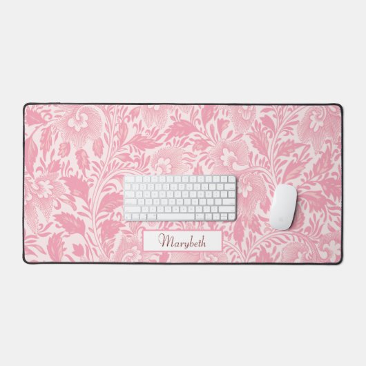 Gepersonaliseerde  roze Boho Floral Bureaumat (Keyboard & Muis)