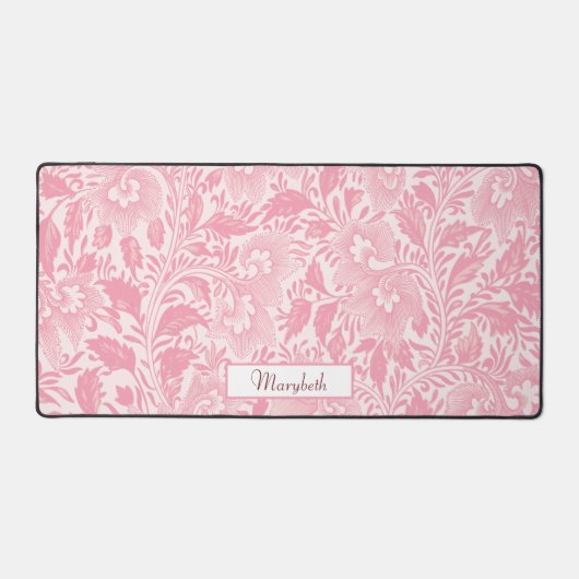 Gepersonaliseerde roze Boho Floral Bureaumat (Voorkant)