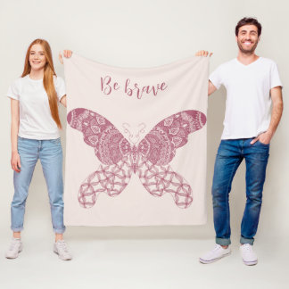 Gepersonaliseerde roze Boho vlinder Fleece Deken