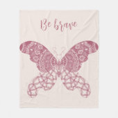 Gepersonaliseerde roze Boho vlinder Fleece Deken (Voorkant)