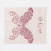Gepersonaliseerde roze Boho vlinder Fleece Deken (Voorkant (Horizontaal))