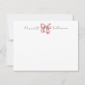 Gepersonaliseerde roze boog naam monogram notitiekaartje (Voorkant)