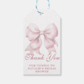 Gepersonaliseerde roze boog Vrijgezellenfeest Dank Cadeaulabel (Voorkant)