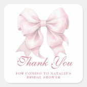 Gepersonaliseerde roze boog Vrijgezellenfeest Dank Vierkante Sticker (Voorkant)