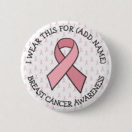 Gepersonaliseerde roze Borstkanker Ronde Button 5,7 Cm
