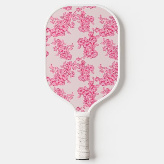 Gepersonaliseerde Roze Botanische Bloemen Frans La Pickleball Paddle (Voorkant)