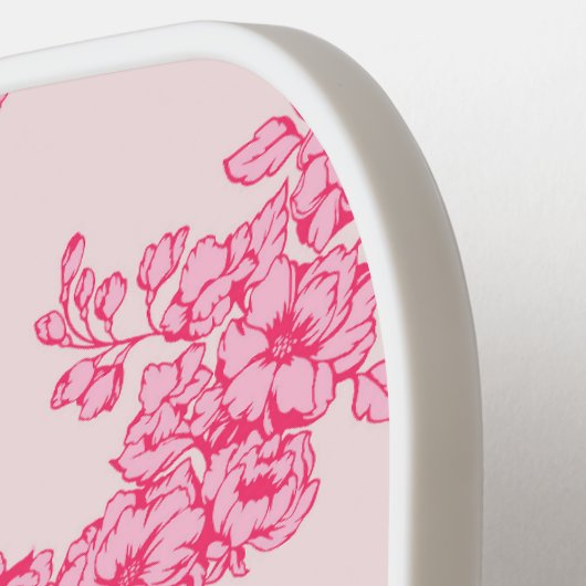 Gepersonaliseerde Roze Botanische Bloemen Frans La Pickleball Paddle (Links Detail)