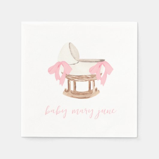 Gepersonaliseerde Roze Bow baby shower servetten (Voorkant)
