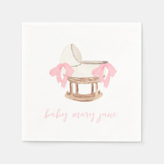 Gepersonaliseerde Roze Bow baby shower servetten