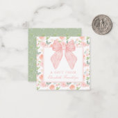 Gepersonaliseerde Roze Bow Bloemen Meisjes Gift En Notitiekaartje (Voorkant / Achterkant in situ)