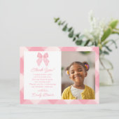 Gepersonaliseerde Roze Bow Coquette Esthetische Fo Bedankkaart (Staand voorkant)