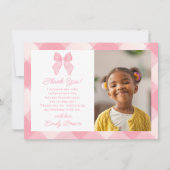 Gepersonaliseerde Roze Bow Coquette Esthetische Fo Bedankkaart (Voorkant)