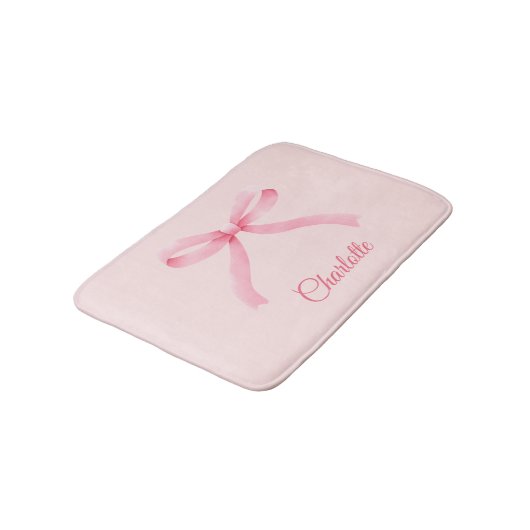 Gepersonaliseerde Roze Bow Coquette Girly badmat (Gekanteld)