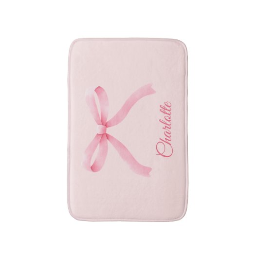 Gepersonaliseerde Roze Bow Coquette Girly badmat (Voorkant Verticaal)
