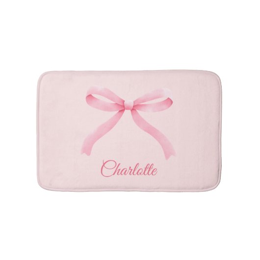 Gepersonaliseerde Roze Bow Coquette Girly badmat (Voorkant)