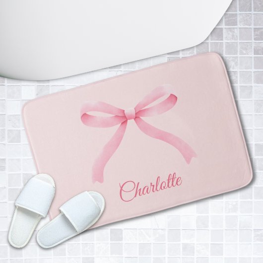 Gepersonaliseerde Roze Bow Coquette Girly badmat