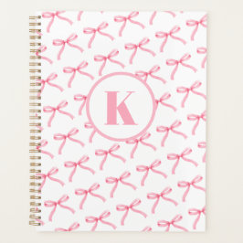 Gepersonaliseerde Roze Bow Coquette Monogrammed Pr Planner