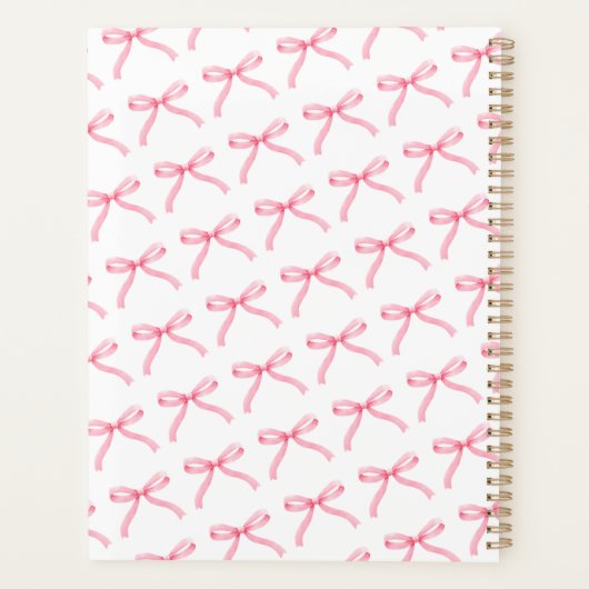 Gepersonaliseerde Roze Bow Coquette Monogrammed Pr Planner (Achterkant)