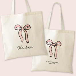 Gepersonaliseerde Roze Bow Coquette Vrijgezellenfe Tote Bag