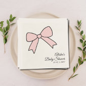 Gepersonaliseerde Roze Bow Girly Baby shower serve Servet