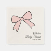 Gepersonaliseerde Roze Bow Girly Baby shower serve Servet (Voorkant)