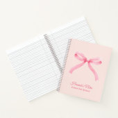 Gepersonaliseerde Roze Bow Girly Coquette Notitieb Notitieboek (Binnen)