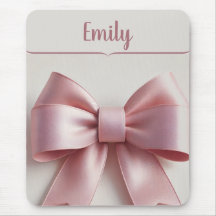 Gepersonaliseerde Roze Bow Mousepad – Schattige & 