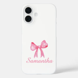 Gepersonaliseerde Roze Bow Stropdas iPhone Case|Aa iPhone 16 Hoesje