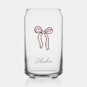 Gepersonaliseerde Roze Bow Vrijgezellenfeest Party Blikvorm Glas (Voorkant)