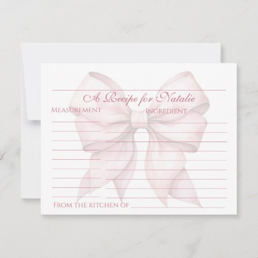 Gepersonaliseerde Roze Bow Vrijgezellenfeest Recep Kaart (Voorkant)