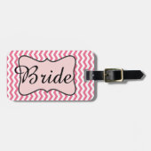 Gepersonaliseerde roze bride Chevron Zigzag Bagage Bagagelabel (Voorkant horizontaal)