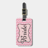Gepersonaliseerde roze bride Chevron Zigzag Bagage Bagagelabel (Voorkant verticaal)