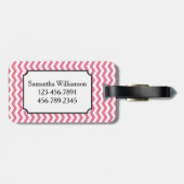 Gepersonaliseerde roze bride Chevron Zigzag Bagage Bagagelabel (Achterkant horizontaal)